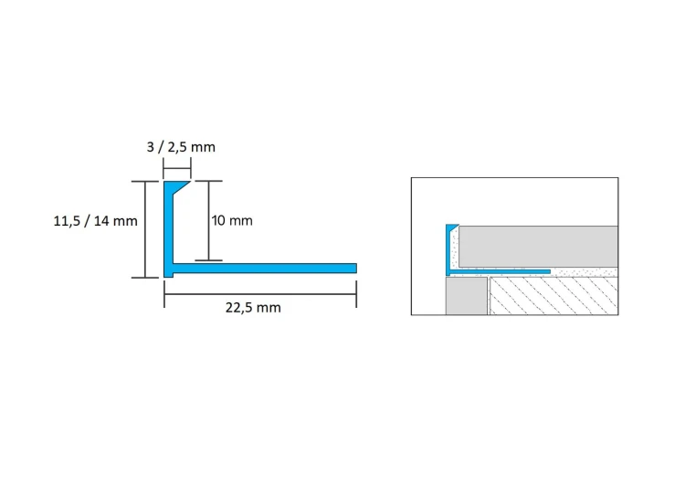 Listwa wykończeniowa aluminiowa "L", Biała stone 10mm x 2700mm — ALWH-0410 — zdjęcie 3