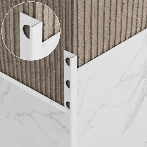 Listwa wykończeniowa aluminiowa "L", Biała stone 8mm x 2700mm — ALWH-0408 — zdjęcie 2
