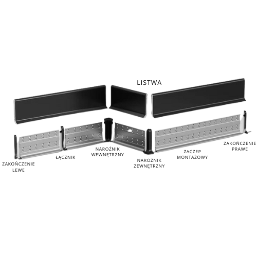 Narożnik wewnętrzny do listwy przypodłogowej aluminiowej, srebrny naturalny 80mm — ASNA-0080-W — zdjęcie 2