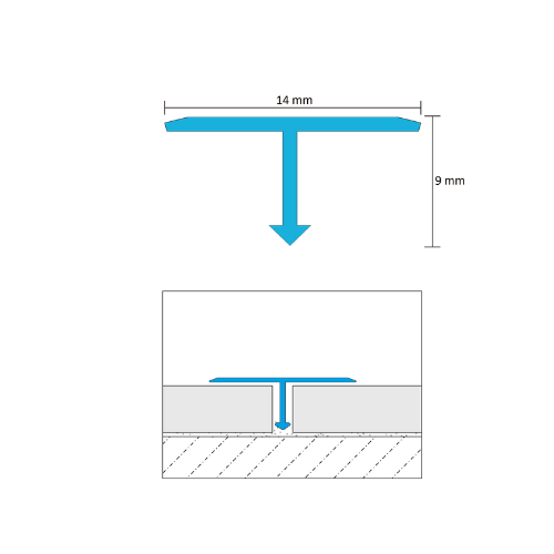 Listwa podłogowa maskująca mosiężna "T" szczotkowana 14mm x 2700mm — FLMT-0214-C — zdjęcie 3