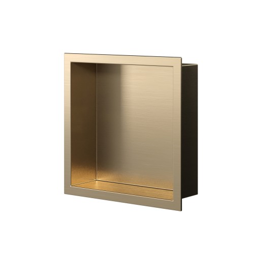 Półka wnękowa łazienkowa, złota szczotkowana 300mm x 300mm x 100mm — PWGO-0230 — zdjęcie 1