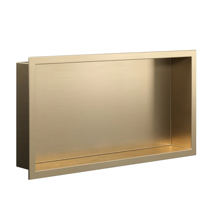 Półka wnękowa łazienkowa, złota szczotkowana 300mm x 600mm x 100mm — PWGO-0260 — zdjęcie 9