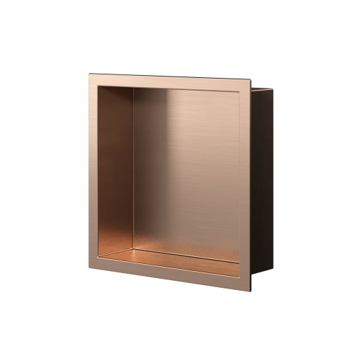 Półka wnękowa łazienkowa, brązowa szczotkowana 300mm x 300mm x 100mm — PWBR-0230 — zdjęcie 1