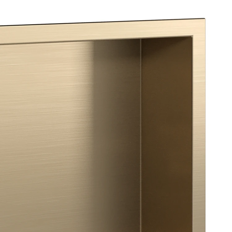 Półka wnękowa łazienkowa, złota szczotkowana 300mm x 300mm x 100mm — PWGO-0230 — zdjęcie 7