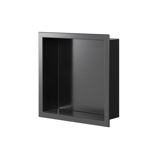 Półka wnękowa łazienkowa, gun metal szczotkowana 300mm x 300mm x 100mm — PWGU-0230 — zdjęcie 1
