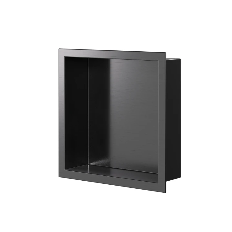 Półka wnękowa łazienkowa, gun metal szczotkowana 300mm x 300mm x 100mm — PWGU-0230 — zdjęcie 1