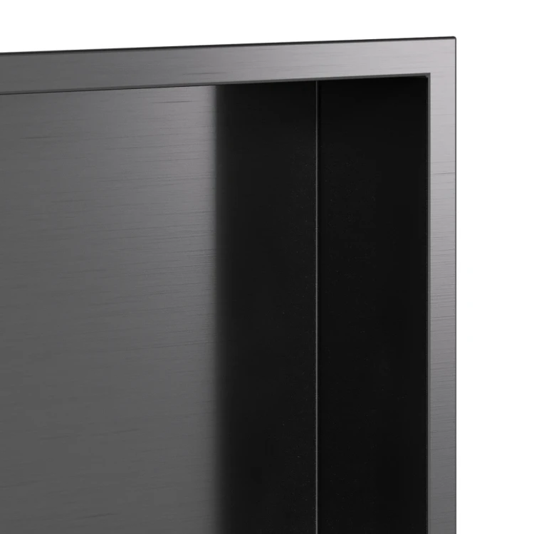 Półka wnękowa łazienkowa, gun metal szczotkowana 300mm x 300mm x 100mm — PWGU-0230 — zdjęcie 8