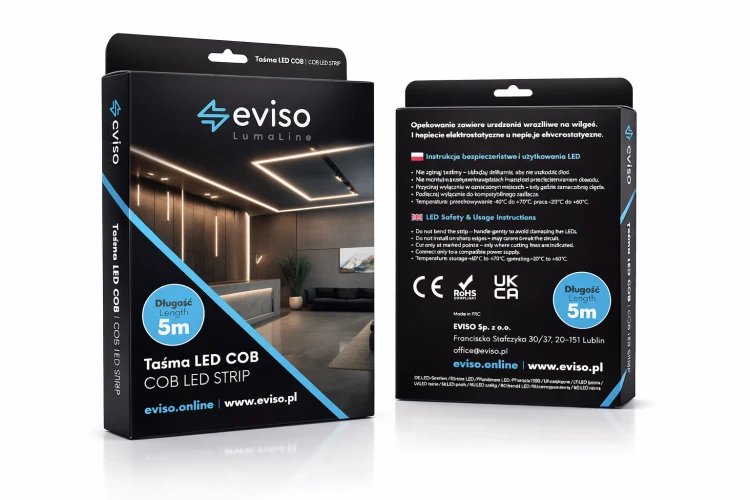 TAŚMA LED COB 24V / 12W/m / IP67 / 480 / ciepły biały 3000k / 1320lm / wodoodporna / 5m — TLN3-2430 — zdjęcie 2