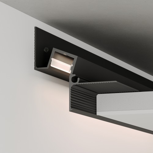 Profil cieniowy aluminiowy sufitowy LED, Czarny mat z kloszem — ALCBL-0402 — zdjęcie 1