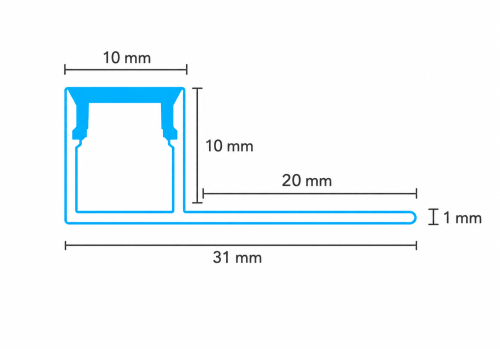 Profil LED narożny typu "P" aluminiowy sandstone / 10 x 10 x 2700mm — LLNA-PN27 — zdjęcie 2