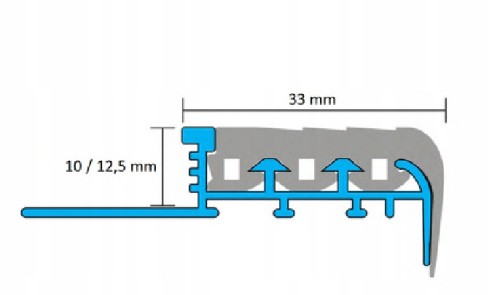 Listwa wykończeniowa schodowa aluminiowa z nakładka gumową, czarna 10mm x 2700mm — FLAS-BL10(C) — zdjęcie 2
