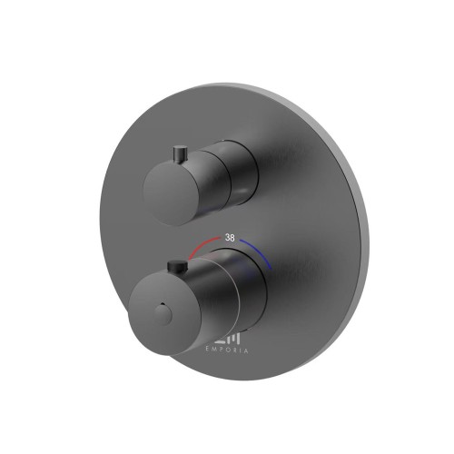 Bateria prysznicowo-wannowa termostatyczna podtynkowa Emporia ORI, gun metal - 08043BN