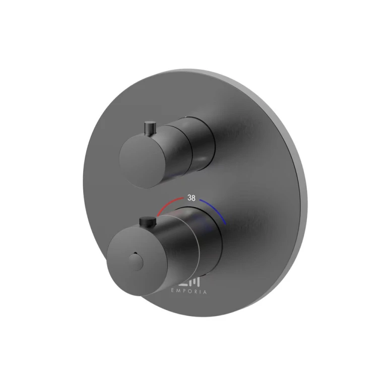 Bateria prysznicowo-wannowa termostatyczna podtynkowa Emporia ORI, gun metal - 08043BN